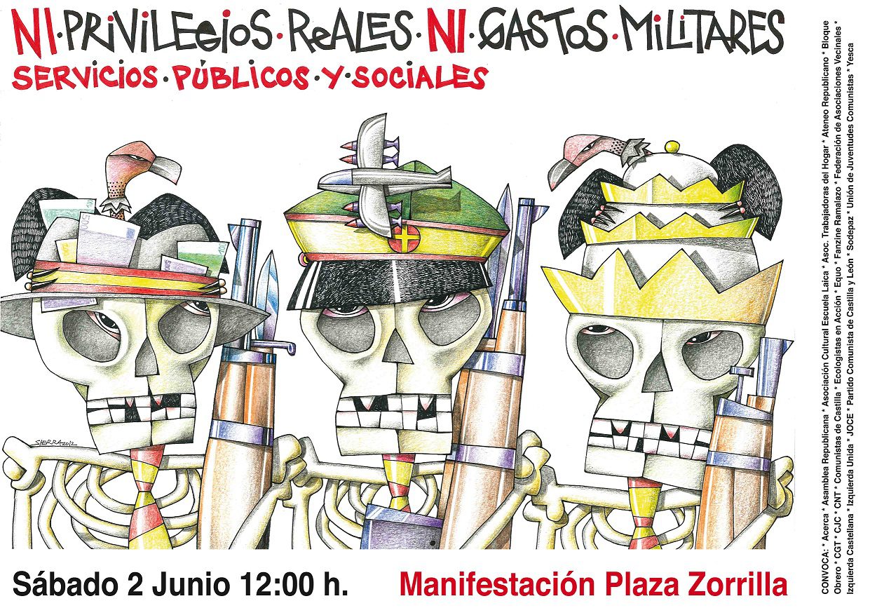 [2 de Junio] Manifestación «Contra los privilegios reales y los gastos militares: Servicios públicos y sociales»