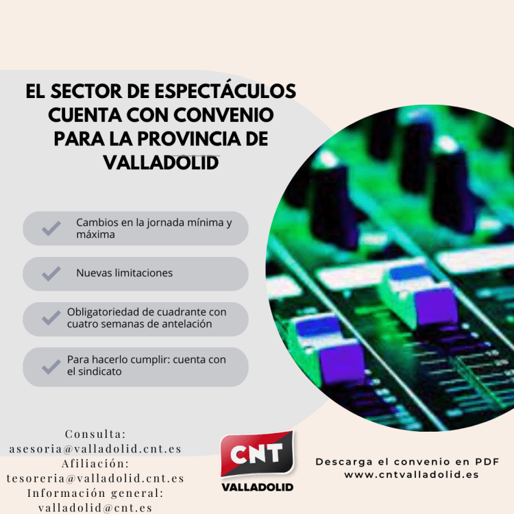 El sector de Espectáculos cuenta con convenio para la provincia de Valladolid