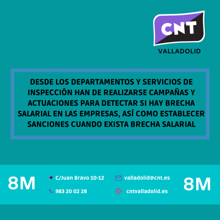 Tabla reivindicativa de CNT para el avance en igualdad y derechos