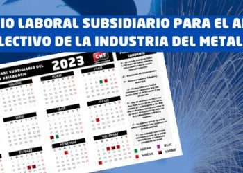 Calendario laboral subsidiario para el año 2023 del Convenio Colectivo de la industria del Metal de Valladolid