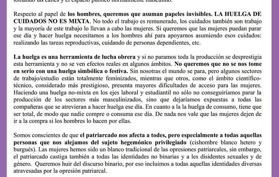 La huelga no es una fiesta: Cuatro ejes de Huelga General Feminista